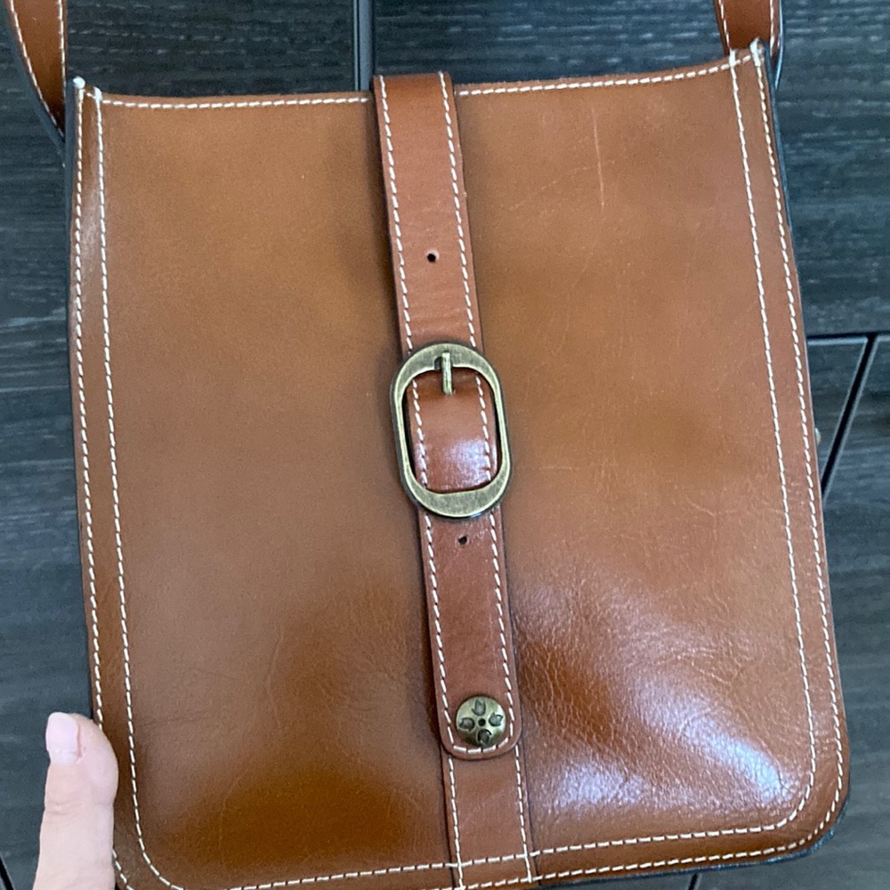 Like New Patricia Nash Cognac Leather Crossbody Bag